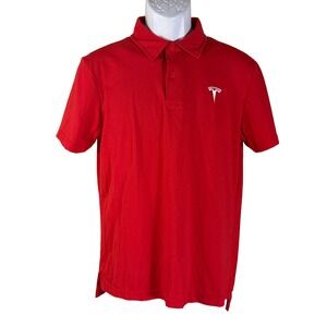 Tesla Polo Shirt Mens Medium Red Short Sleeve Embroidered Logo TSL2976RD